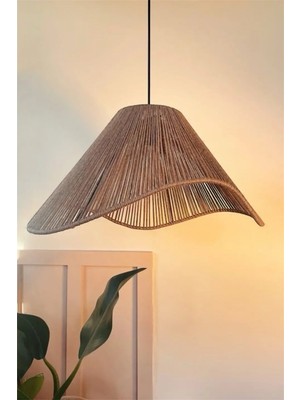 Allians Şık Rattan ve Bambu Avize 35X20, Doğal ve Sıcak Atmosfer Yaratır