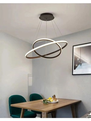 Allians Siyah ve Beyaz LED Avize, Oturma Odası ve Mutfak Dekoru Için Şık Aydınlatma