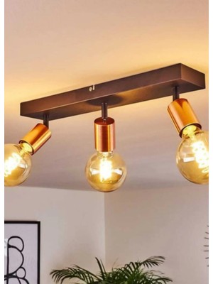 Allians Şık 3'lü Siyah Bakır Krom Tavan Avize | Modern ve Şık Aydınlatma