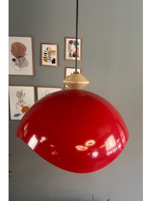 Allians Kırmızı Tekli Avize, Topaç Başlık, Sarkıt Lamba, Restoran ve Salon Aydınlatması