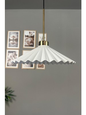 Allians Beyaz Metal Sarkıt Avize, Modern ve Rustik Tasarım, 33 cm Çap