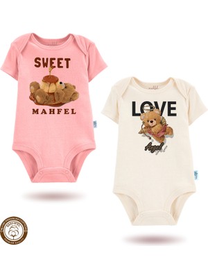 Mahfel %100 Pamuklu Organik Baskılı Çıtçıtlı Bebek Body Zıbın 827-828