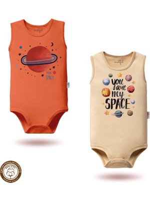 Mahfel %100 Pamuklu Atlet Organik Baskılı Çıtçıtlı Bebek Body Zıbın 452-462