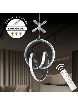 Allians Siyah Kumandalı Renkli LED Krom Çizgili Kelebek Dekorlu Avize