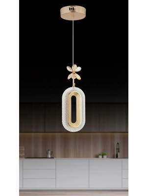 Allians Şık Gold Kaplama Sarkıt LED Salon Avize, 3 Renkli Işık Seçeneği