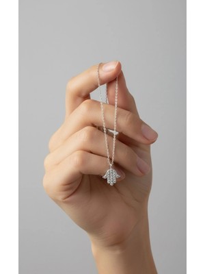 Fatma Ana Eli Kolye 925 Ayar Gümüş