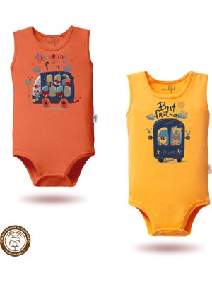 Mahfel %100 Pamuklu Atlet Organik Baskılı Çıtçıtlı Bebek Body Zıbın 292-114
