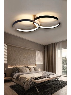 Allians Modern Siyah ve Beyaz LED Avize, Salon, Mutfak, Hol ve Yatak Odası Için