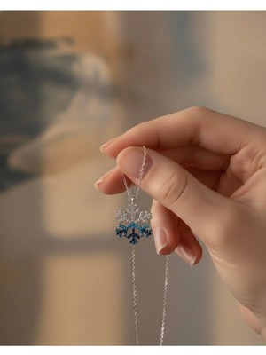 Kar Tanesi Renkli Taşlı Kolye 925 Ayar Gümüş