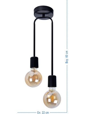 Allians Şık 2'li Sarkıt Avize, Modern Siyah Tasarım, Ev ve Ofis Dekorasyonu