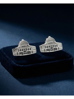 Zaytoon 2\'lu Kubbet-Üs-Sahra\'nın Simgesi Gümüş Tasarımlı Metal Yaka Rozeti A300004-02