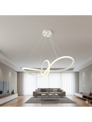 Allians Şık LED Avize, Beyaz Kasa, Üç Renk Işık, Modern Tasarım