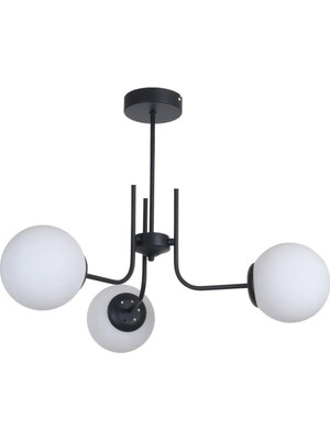 Allians Modern Siyah ve Beyaz Camlı 3’lü Avize, Şık ve Fonksiyonel Aydınlatma