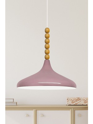 Allians Lila Ahşap ve Boncuk Detaylı Modern Sarkıt Avize, Şık ve Havalı Aydınlatma