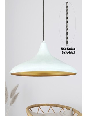 Allians Beyaz Alüminyum Sarkıt Avize, 35 Cm, Rustik Mutfak ve Cafe Dekoru