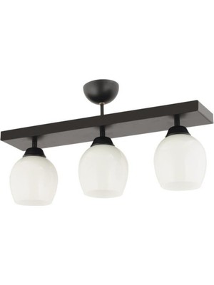 Allians Modern Beyaz Camlı Üçlü Dikdörtgen Plafonyer Avize, Şık ve Aydınlık Dekorasyon