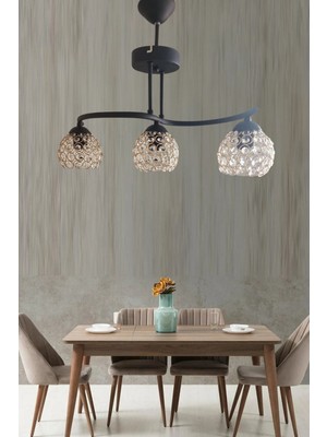 Allians Şık 3'lü Siyah Kasa Avize, Modern ve Zarif Aydınlatma Seçeneği