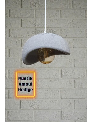 Allians Açık Gri Beton Görünümlü Tekli Sarkıt Avize, Cozy Bohem Tarz E27