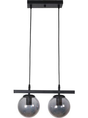 Allians Şık Siyah Camlı 2'li Modern Avize, Cafe, Mutfak, Salon ve Hol Dekorasyonu