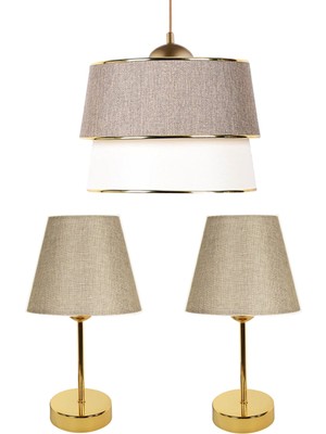 Allians Yıldırım Pasta Tekli Sarkıt Avize ve Gold Abajur Seti, Şık ve Zarif Aydınlatma