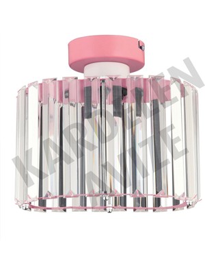 Allians Şık Pembe Tekli Kristal Taşlı Lüks Tavan Aydınlatması
