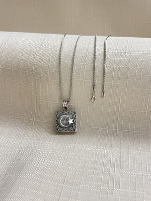 Ay Yıldız Cevşen Spiga Zincir 925 Ayar Gümüş Kolye