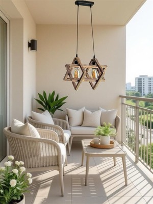 Allians Rustik Ahşap 2'li Avize Seti, Şık ve Sıcak Bir Atmosuz Için