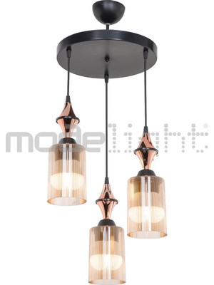 Allians Modern 3'lü Optik Camlı Karo Avize, Şık ve Parlak Aydınlatma