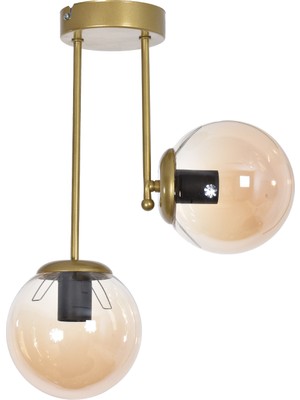 Allians Modern Tasarım Bal Camlı 2'li Avize, Salon, Mutfak ve Yatak Odası Için