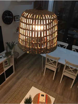 Allians Doğal Hasır Bambu Rattan Sarkıt Avize, Şık ve Rustik Aydınlatma