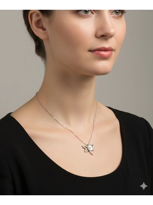 Yusufçuk Sedefli Çiçekli Kolye 925 Ayar Gümüş Kolye