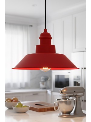 Allians Kırmızı Metal Avize, Salon, Mutfak, Yatak Odası, Cafe ve Restoran Aydınlatması