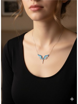 Mikail Meleği Renkli Figürlü Kolye 925 Ayar Gümüş