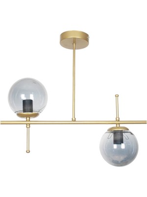 Allians Modern Metal Eskitme Gold Renk Camlı Yemek Masası ve Salona Uyumlu Avize