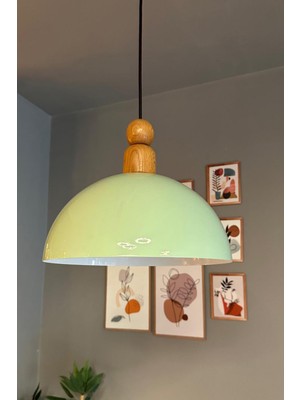 Allians Mint Renkli Ahşap Boncuklu Sarkıt Avize, Salon ve Dekorasyon Için