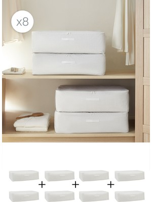 Home Wave 8'li Mega Boy Gri Pötikare Baza Altı Hurç Set 74 x 46 x 22 cm