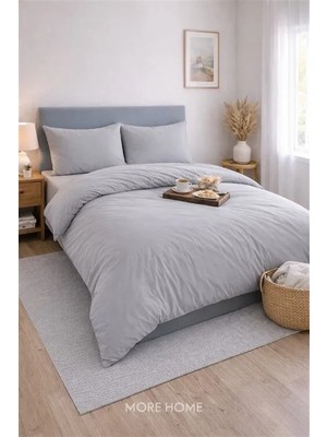 More Home Tek  Kişilik Yorgan Kılıfı + Yastık Kılıfı   (Çarşafsız) Gri