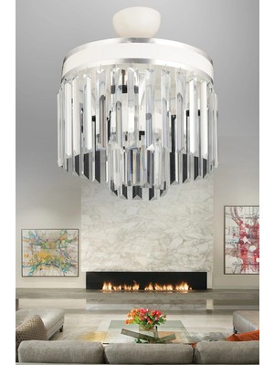 Allians Modern 4'lü Katlı Kristal Taşlı Avize, Şık ve Zarif Aydınlatma Seçeneği