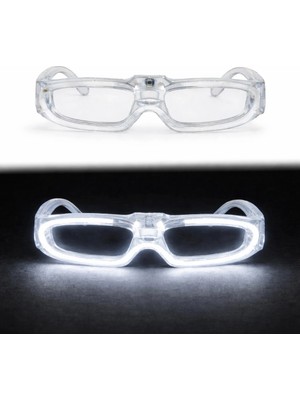 Eco Port Beyaz LED Işıklı Parti Gözlüğü 3 Modlu – Glow  Gece Eğlence Gözlüğü