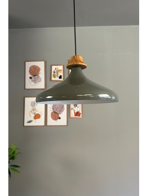 Allians Antrasit Tekli Ahşap Boncuk Sarkıt Avize, Salon, Mutfak, Pastane Aydınlatması