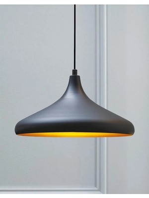 Allians Modern Siyah Metal ve Altın Detaylı Spor Avize, 35 Cm, Şık ve Zarif Tasarım