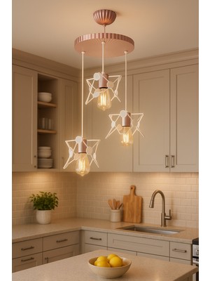 Allians Modern 3’lü Sarkıt Beyaz Rose Avize, Şık ve Şık Salon & Mutfak Aydınlatması