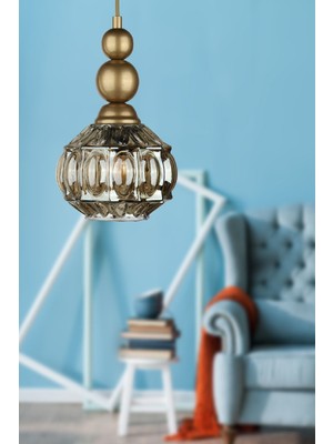 Allians Şık Eskitme Füme Camlı Tekli Avize, Modern ve Zarif Tasarım