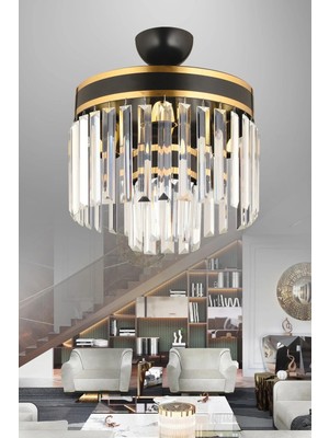 Allians Modern 4'lü Katlı Kristal Taşlı Avize, Şık ve Zarif Aydınlatma Seçeneği