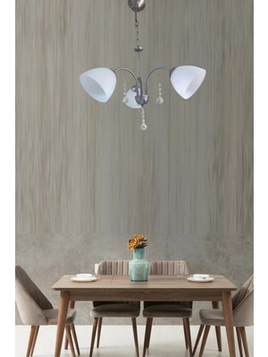 Allians Şık 3'lü Gri Kasa Kristal Taşlı Avize, Modern ve Zarif Tasarım