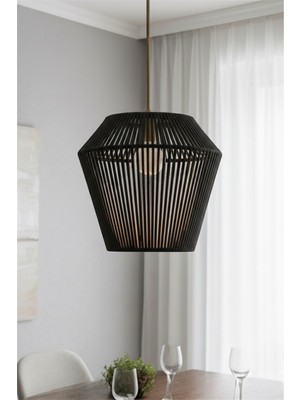Allians Doğal Ip Sarkıt Avize, Bohem ve Modern Tasarım, 30 Cm, Duy Dahil