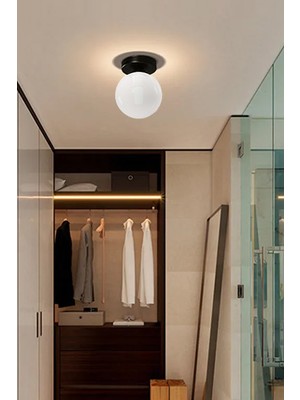 Allians Şık Modern Plafonyer Kapalı Camlı Tekli Avize, Koridor ve Oturma Odası Için