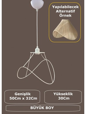 Allians Büyük Boy Beyaz Yaprak Avize Teli, Duy Takımıyla Şık Aydınlatma