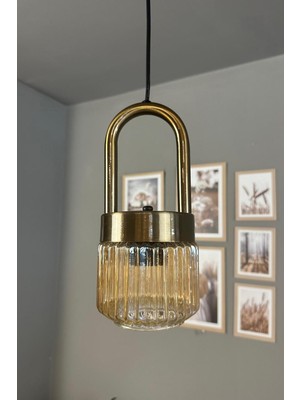 Allians Şık Cam Bal Rengi Tekli Eskitme Sarkıt Avize ile Salonunuza Retro Şıklık