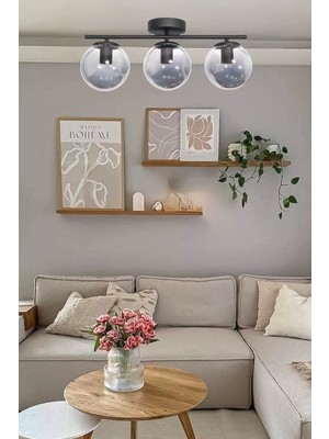 Allians Şık Siyah Modern 3’lü Avize, Salon, Mutfak, Yatak ve Giyinme Odası Için